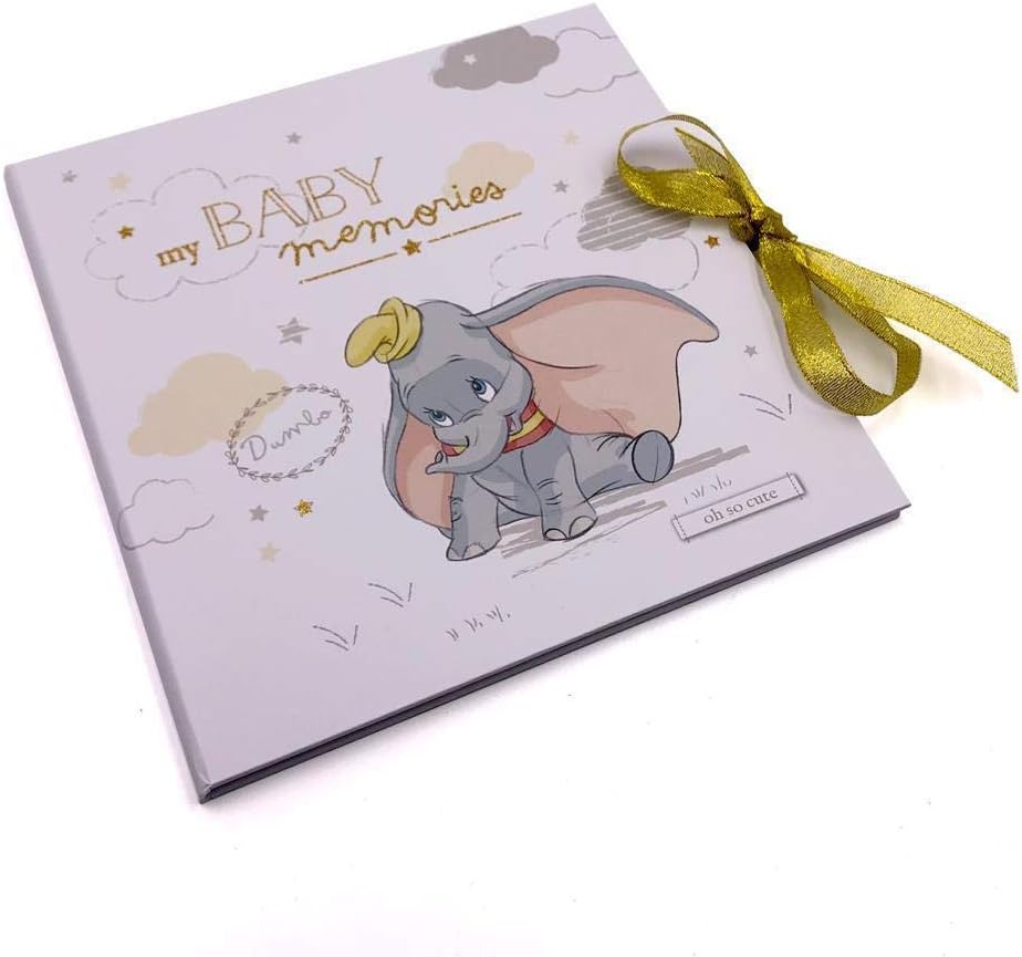 Widdop & Co Disney Dumbo baby memory book keepsake for first year, featuring Dumbo illustration and space for baby milestones.