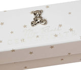 Widdop & Co white baby birth certificate keepsake holder with 3D teddy icon, designed to display and preserve a newborn's birth certificate
