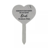 Widdop & Co memorial Heart Graveside Stake for Dad with engraved "Thoughts of You" message, designed for outdoor remembrance.