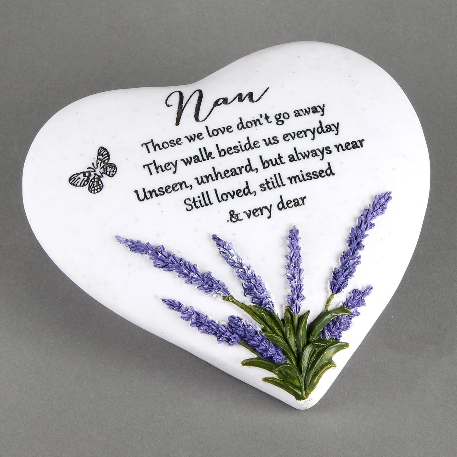 Widdop & Co Thoughts of You Heart Stone memorial keepsake with lavender color, designed to honor loved ones like Nan.