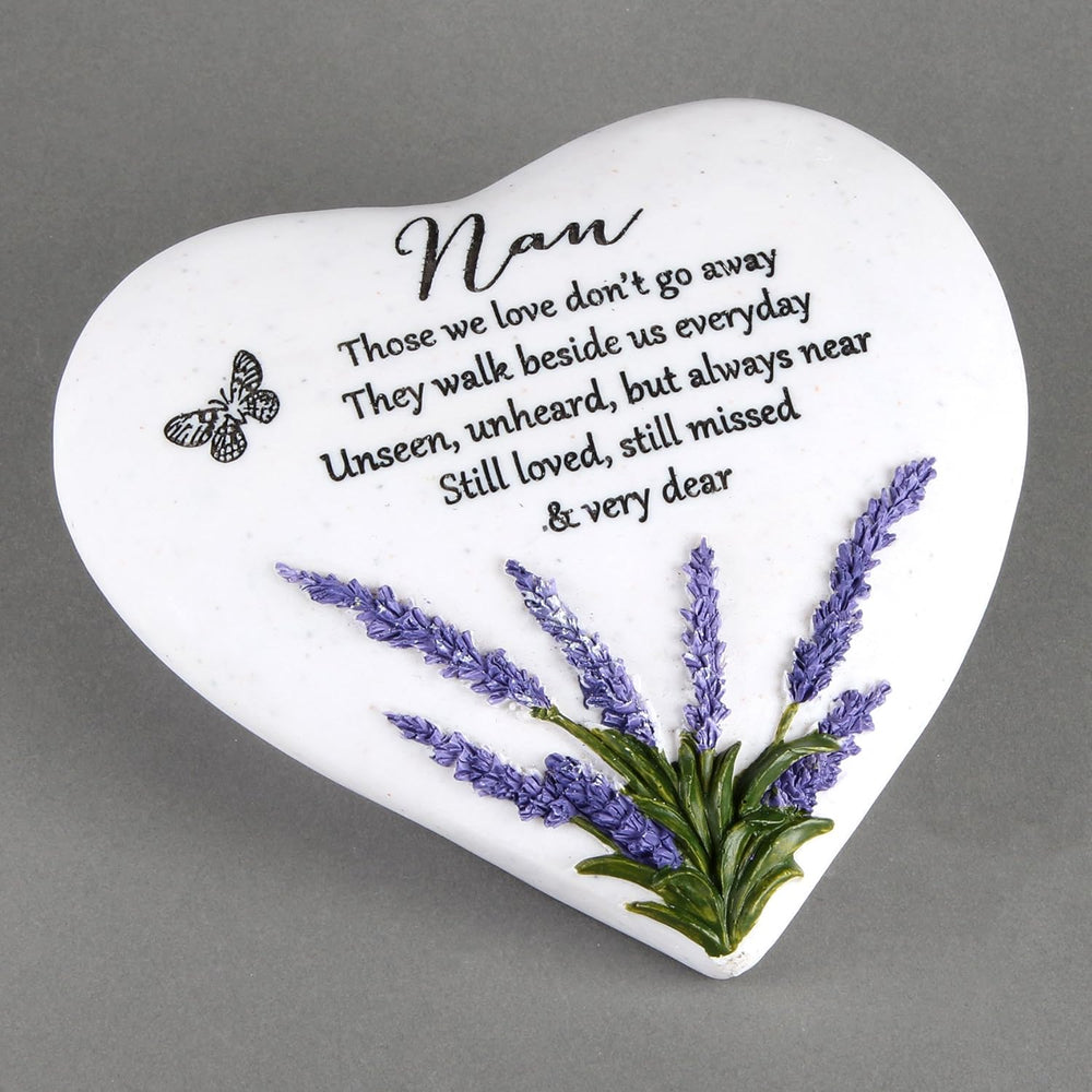Widdop & Co Thoughts of You Heart Stone memorial keepsake with lavender color, designed to honor loved ones like Nan.