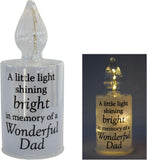 Widdop & Co memorial candle light with "Dad" wording, decorative memorial light for remembering loved ones.