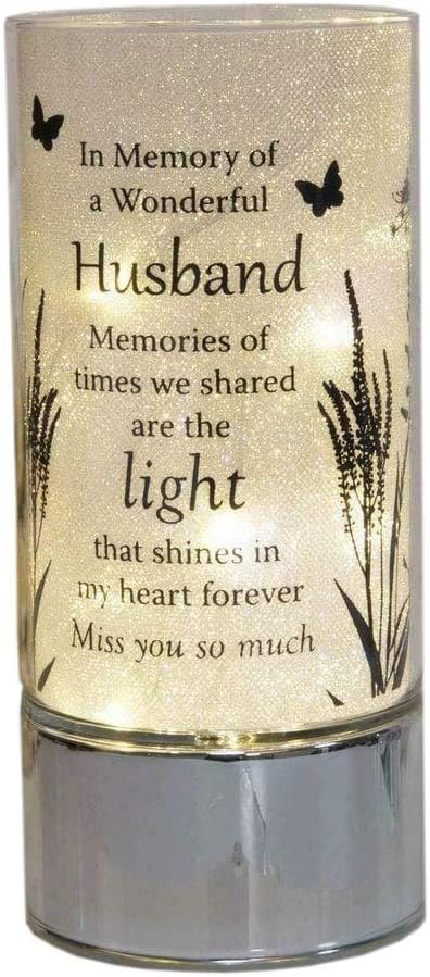 Widdop & Co Thoughts of You memorial tube light ornament for husband, a heartfelt memorial keepsake with a gentle glow.