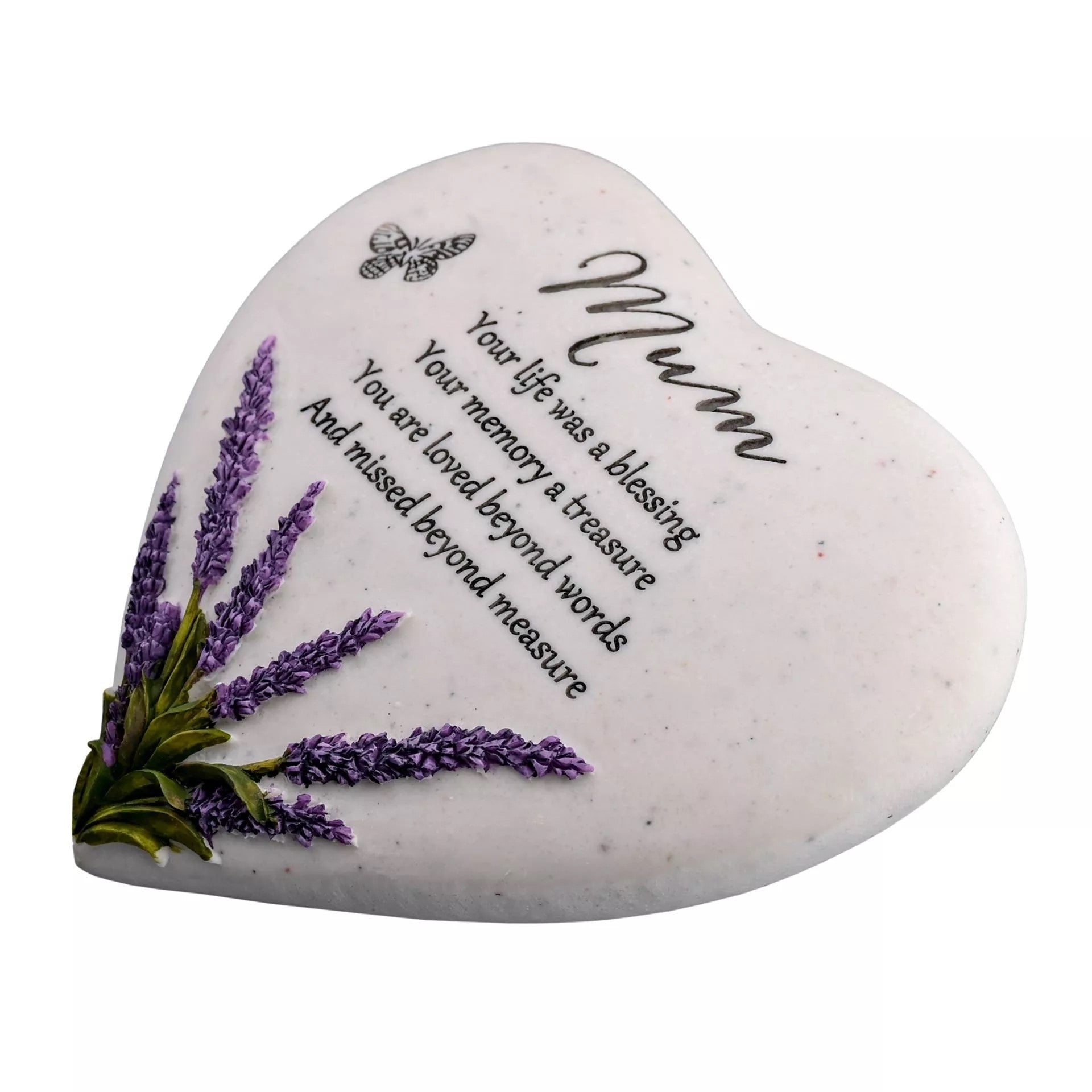 Widdop & Co outdoor memorial plaque with heart shape, lavender design, dedicated to mum, commemorative decorative plaque