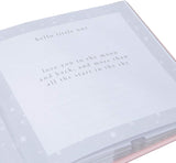 Widdop & Co New Baby 50 6x4 photo album with silver teddy attachment, featuring a cute baby girl keepsake for memories.