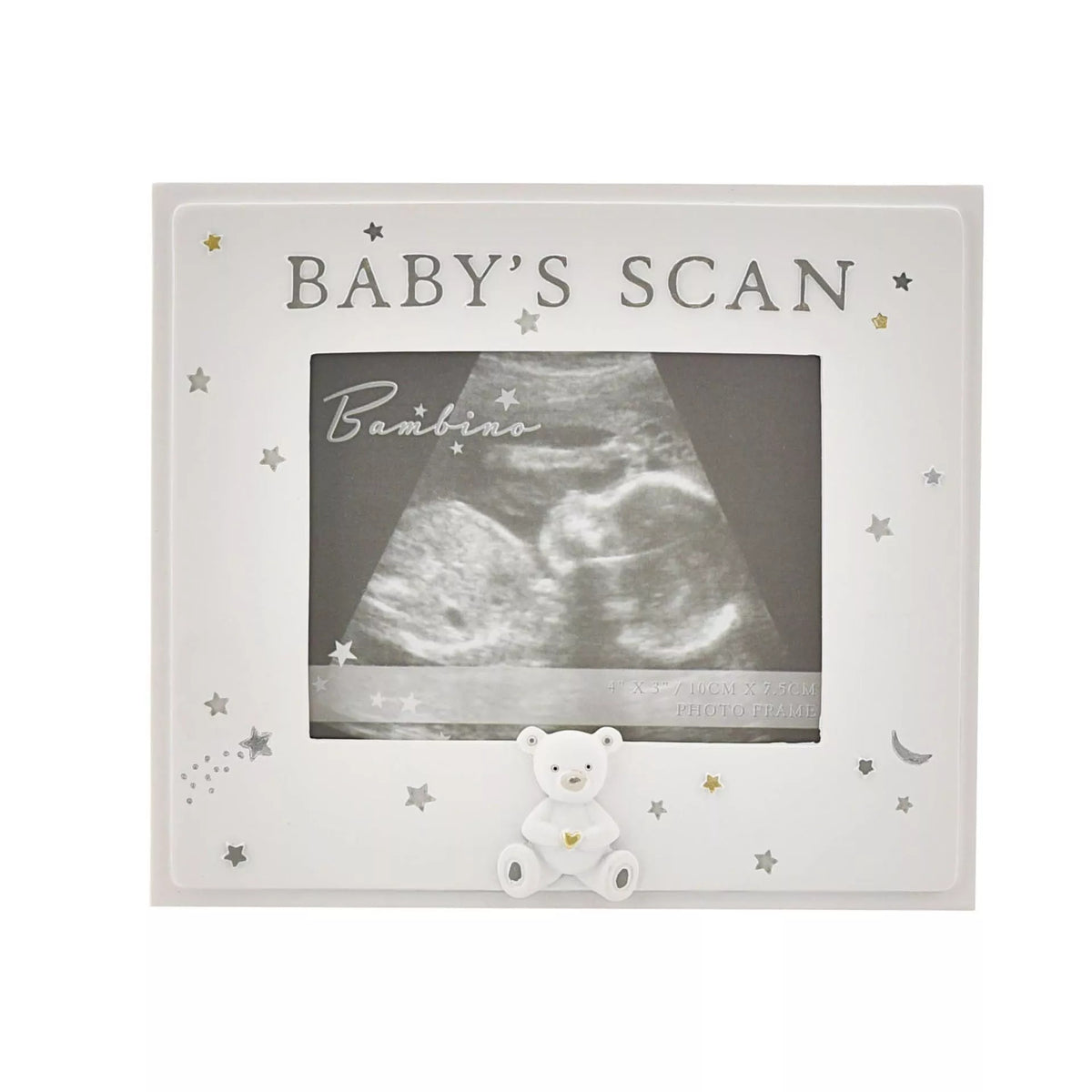 Widdop & Co Bambino resin baby scan photo frame, 4x3 inches, featuring a cute baby-themed design for cherished memories.