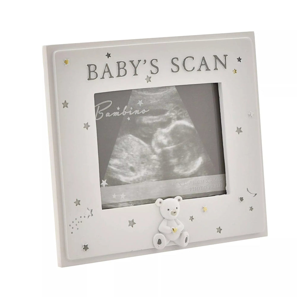 Widdop & Co Bambino resin baby scan photo frame, 4x3 inches, featuring a cute baby-themed design and space for a precious ultrasound photo.