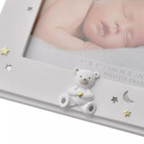 Widdop & Co Bambino resin photo frame holding 6x4 inch picture of a first grandchild, decorative baby-themed design.