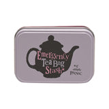 Widdop & Co Brightside tea bag stash metal storage tin with decorative lid for organizing tea bags in the kitchen.