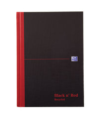 Black n Red A5 Casebound Hard Cover Notebook Recycled Ruled 192 Pages Matt Black (Pack 5) - 100080430