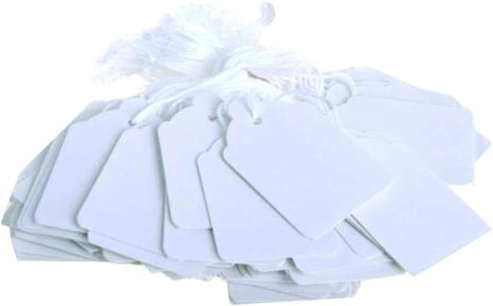 County Strung Tags 28x43mm White (Pack of 10) – Bulk Wholesale UK