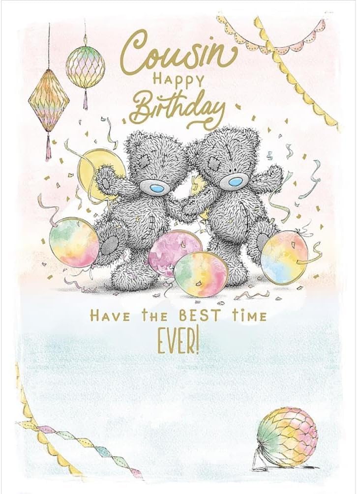 Cousin Party Bear Birthday Card
