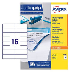 Avery UK Multipurpose Labels Ultragrip 105 x 37 mm White  (Pack 100 Labels) - 3484