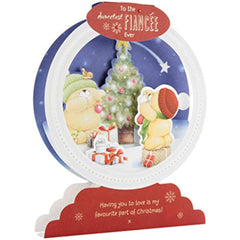 Sweetest Fiancée Ever 3D Pop Up Christmas Greeting Card with Romantic Festive Design
