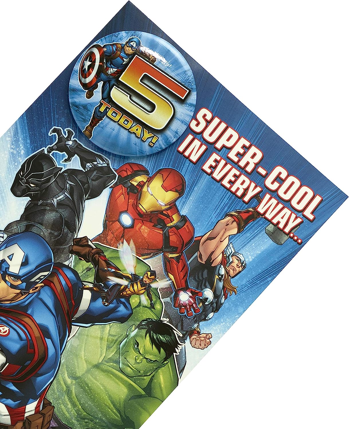Marvel Avengers Age 5 Birthday Card with Badge