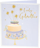 Lovely Design With Cake Sparklers Godmother Birthday Card