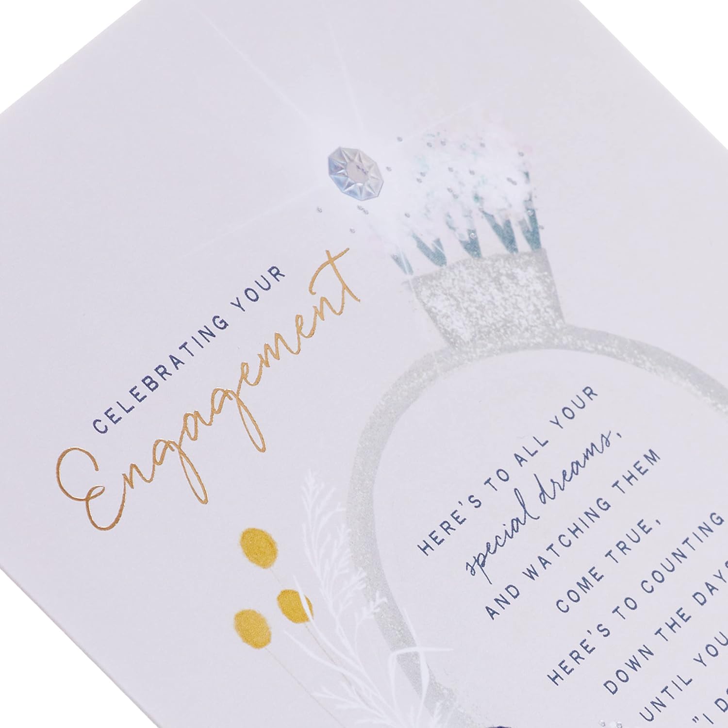 Contemporary Illustrated Embossed Floral Design Engagement Card