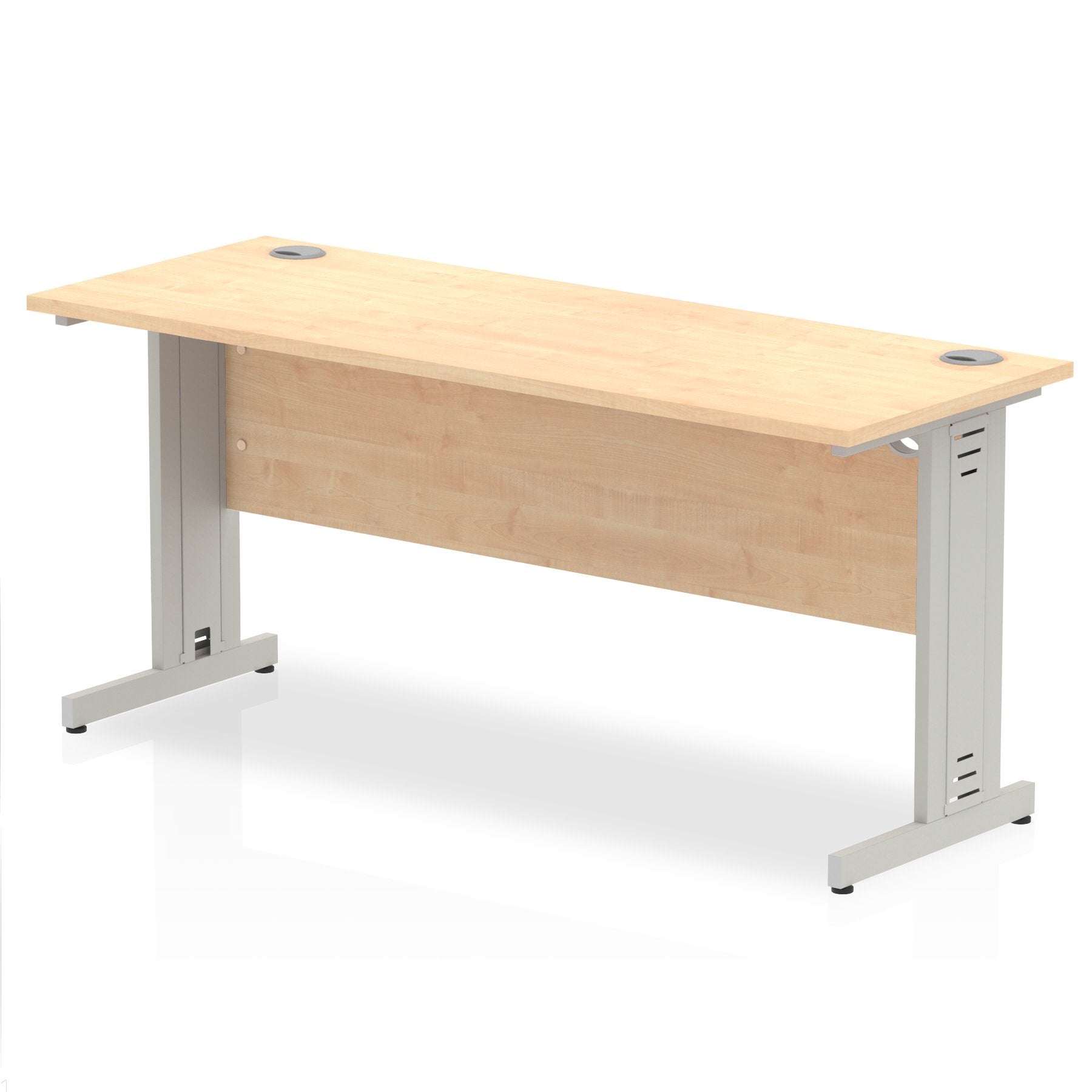 Impulse 1600 x 600mm Straight Desk Maple Top Silver Cable Managed Leg MI002504 DD