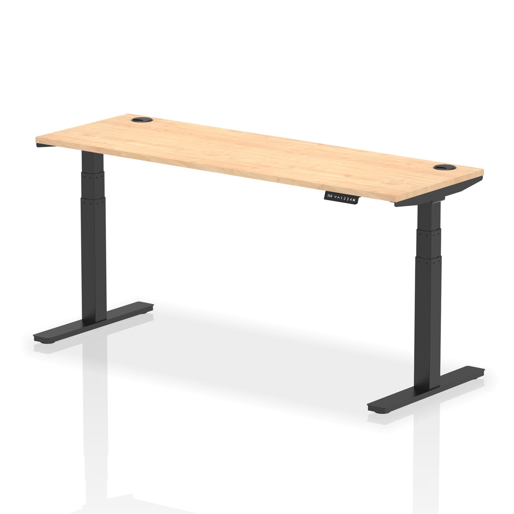 Dynamic Air 1800 x 600mm Height Adjustable Desk Maple Top Cable Ports Black Leg HA01240 DD