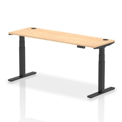Dynamic Air 1800 x 600mm Height Adjustable Desk Maple Top Cable Ports Black Leg HA01240 DD
