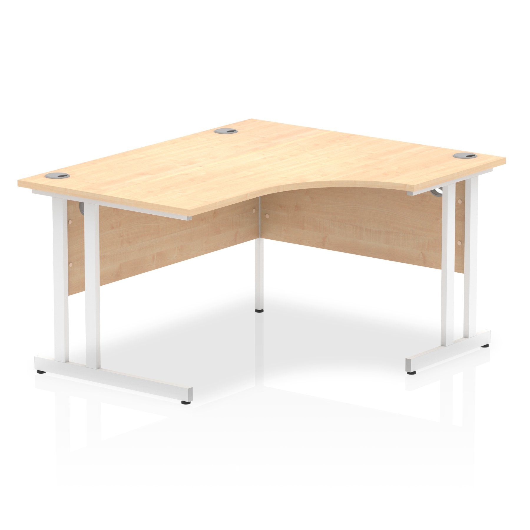 Dynamic Impulse 1400mm Right Crescent Desk Maple Top White Cantilever Leg I003838 DD