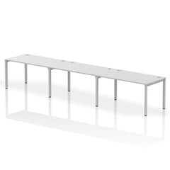 Impulse Single Row 3 Person Bench Desk W1400 x D800 x H730mm White Finish Silver Frame - IB00333 DD