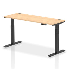 Dynamic Air 1600 x 600mm Height Adjustable Desk Maple Top Cable Ports Black Leg HA01239 DD