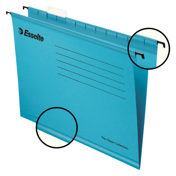 Esselte Classic A4 Suspension File Board 15mm V Base Blue (Pack 25) 90311