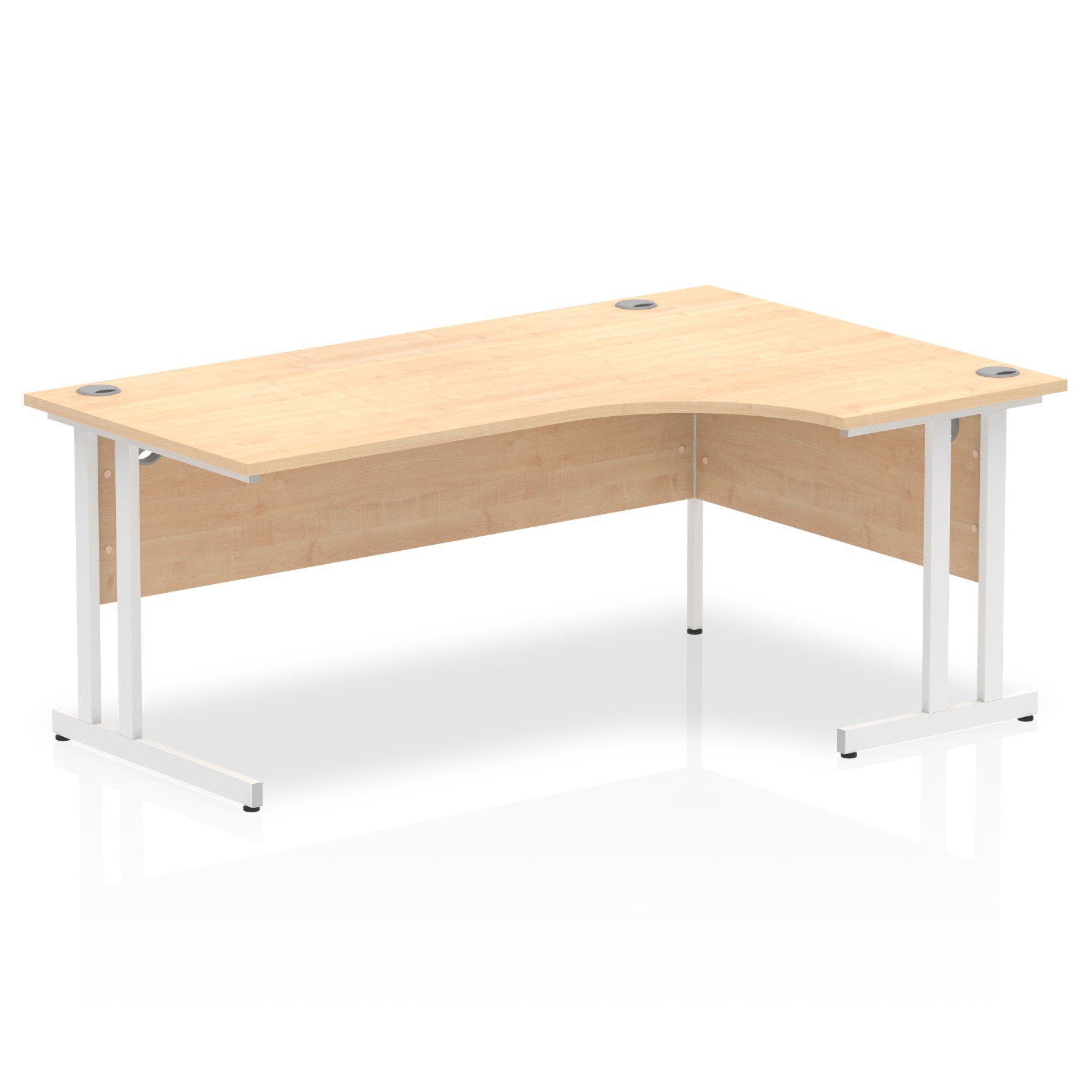 Impulse Contract Right Hand Crescent Cantilever Desk W1800 x D1200 x H730mm Maple Finish/White Frame - I002621 DD