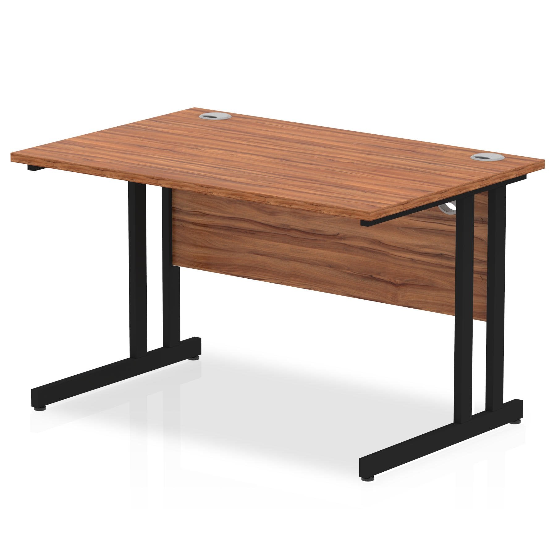 Impulse 1200 x 800mm Straight Desk Walnut Top Black Cantilever Leg MI003253 DD