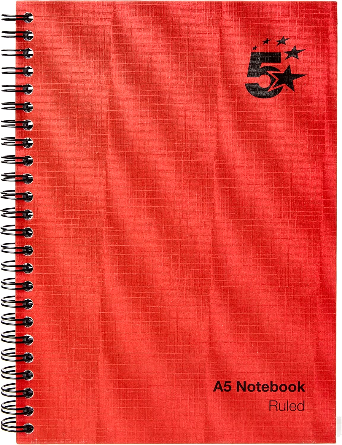5 Star Manuscript Book Wirebound 70gsm Ruled 160 Pages A5 [Pack of 5], Red