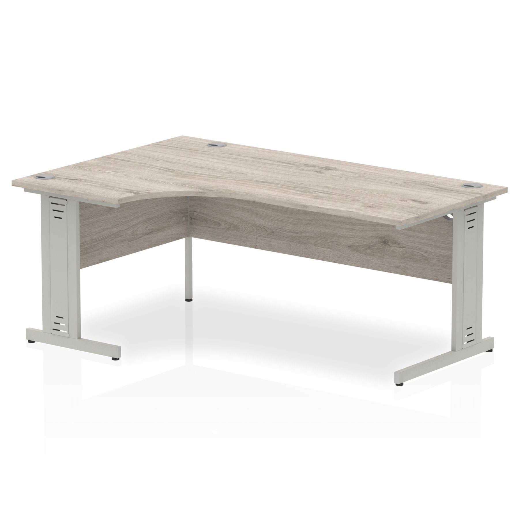 Dynamic Impulse 1800mm Left Crescent Desk Grey Oak Top Silver Cable Managed Leg I003143 DD
