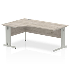 Dynamic Impulse 1800mm Left Crescent Desk Grey Oak Top Silver Cable Managed Leg I003143 DD