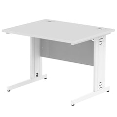 Impulse 1000 x 800mm Straight Desk White Top White Cable Managed Leg MI002270 DD