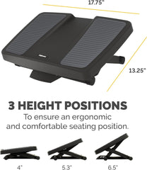 Fellowes Professional Series Ultra Ergonomic Under Desk Foot Rest – Adjustable Height & Massage Surface – Black