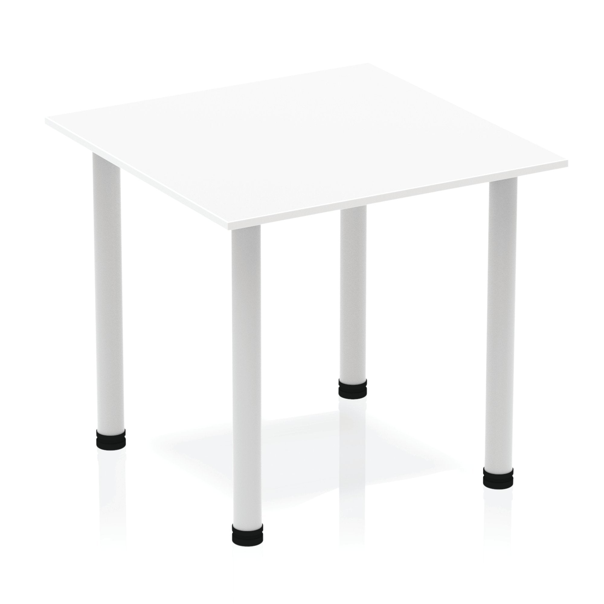 Impulse 800mm Square Table White Top Silver Post Leg BF00203 DD