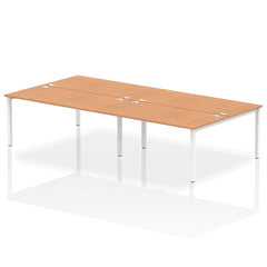 Impulse Back-to-Back 4 Person Bench Desk W1600 x D1600 x H730mm With Cable Ports Oak Finish White Frame - IB00169 DD