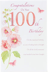 Delicate Pink Flower100th Birthday Card