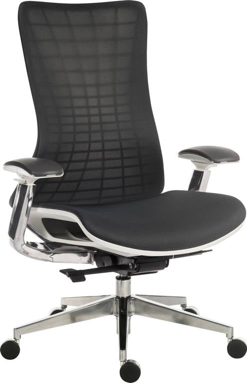 Quantum Mesh Back Executive Chair Chair Black with White Frame - 6966WHI DD