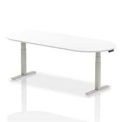 Dynamic Impulse W2400 x D1000 x H660-1310mm Height Adjustable Boardroom Table White Finish Silver Frame - I003550 DD