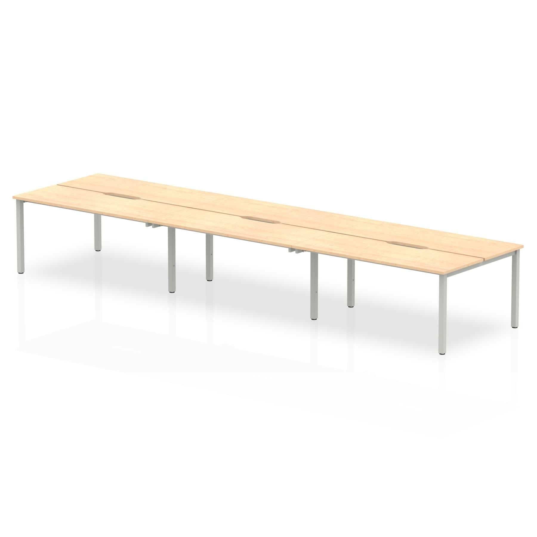 Evolve Plus 1400mm Back to Back 6 Person Desk Maple Top Silver Frame BE294 DD