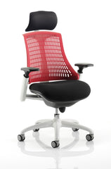 Flex Chair White Frame Red Back With Headrest KC0089 DD