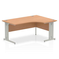 Dynamic Impulse 1600mm Right Crescent Desk Oak Top Silver Cable Managed Leg I000864 DD