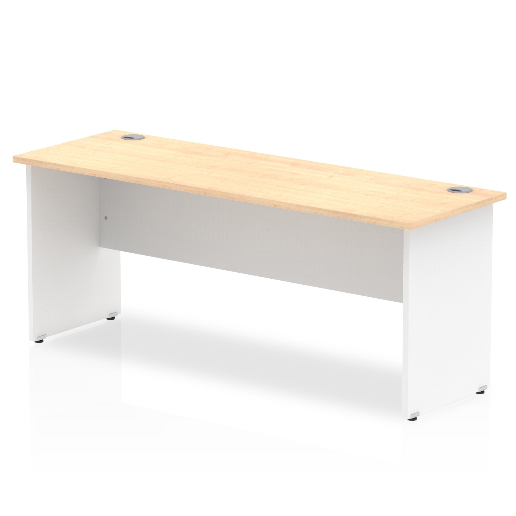 Impulse Straight Office Desk W1800 x D600 x H730mm Panel End Leg Maple Finish White Frame  - TT000126 DD