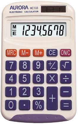 Aurora 8 Digit Pocket Calculator White - HC133