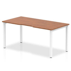 Evolve Plus 1400mm Single Starter Desk Walnut Top White Frame