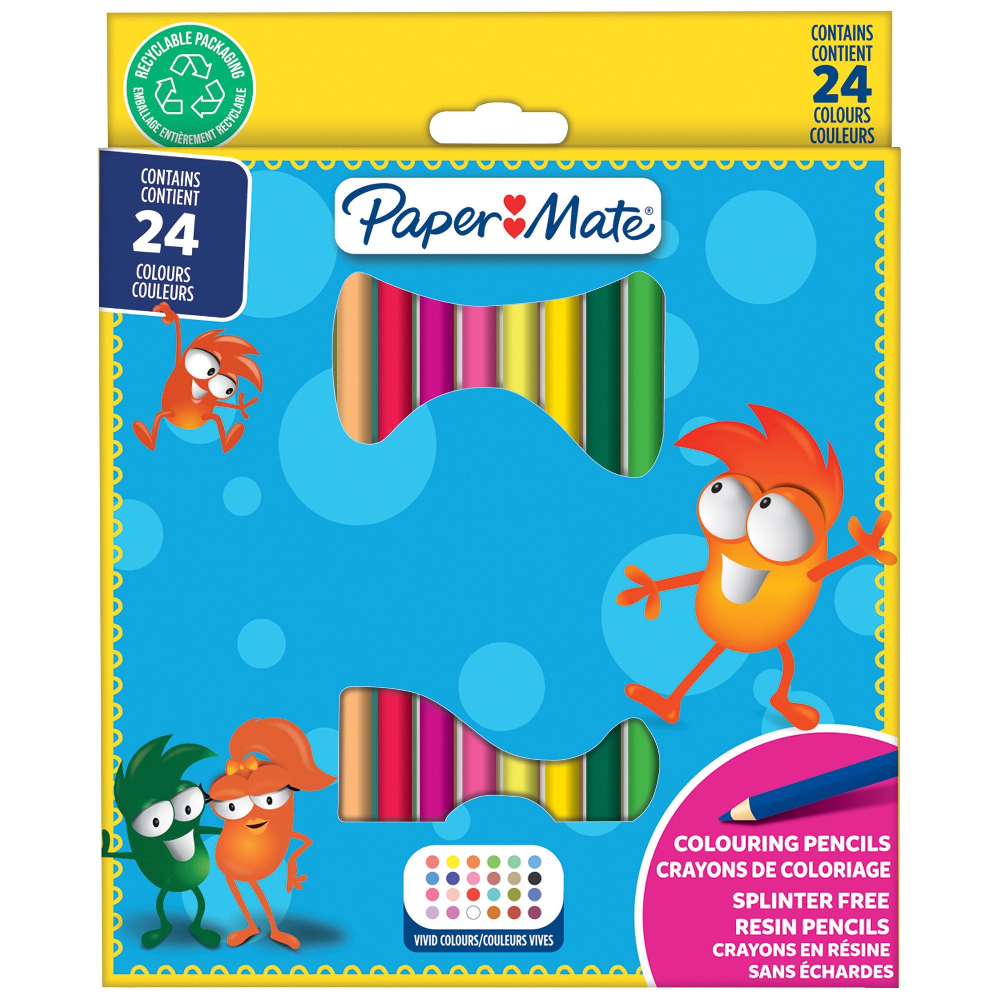 Paper Mate Childrens Colouring Pencils Pre-Sharpened Coloured Pencils Assorted Colours (Pack 24) 2166489