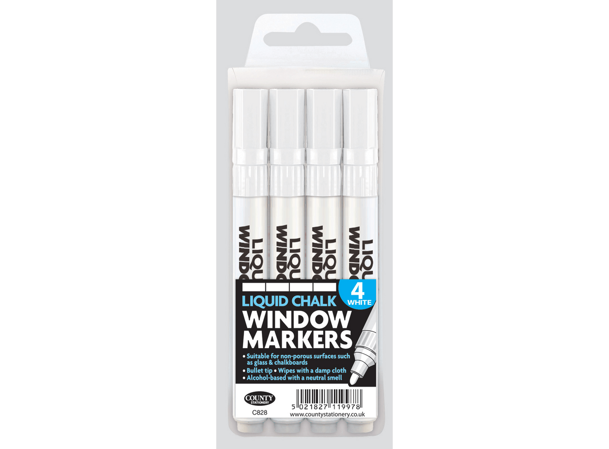 Window White Liquid Chalk 4 Markers