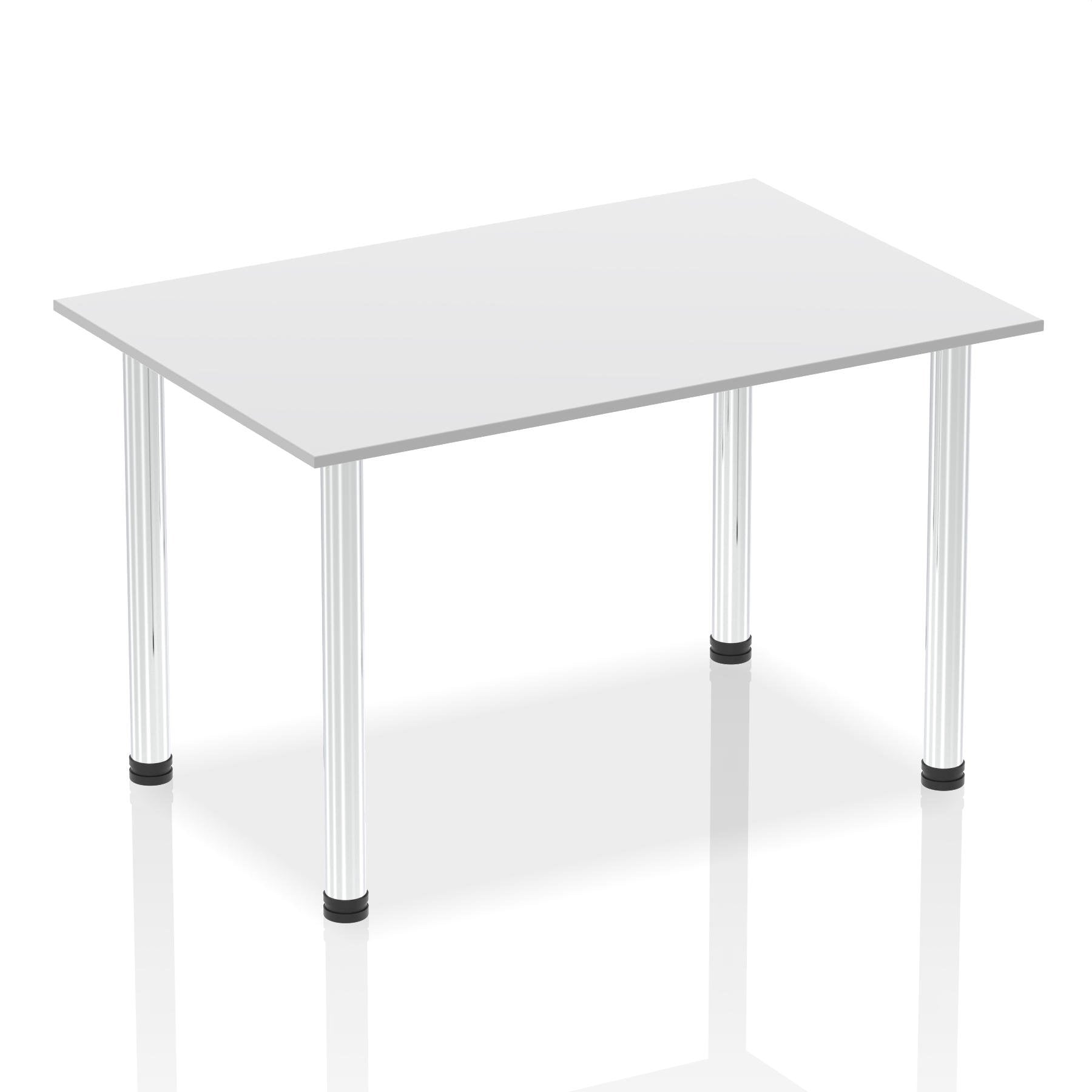 Impulse 1400mm Straight Table White Top Chrome Post Leg I003592 DD