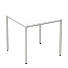 Impulse 800mm Straight Table White Top Silver Box Frame Leg BF00114 DD